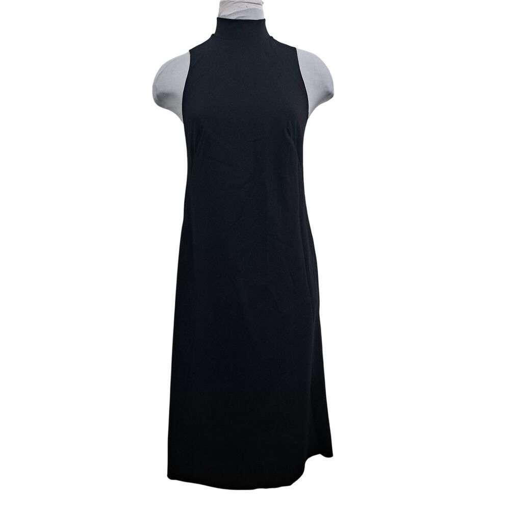 Marie Saint Piere Damara2 Flattering Scuba Goth Chic Slip On Midi Dress Sz1 Blck